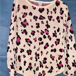 Chico's Cream and Pink Leopard Print Sweater. NWOT